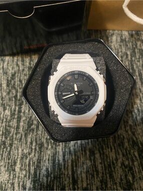 G-Shock White and Black Analog-Digital Resin Watch